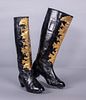 RUSSIAN STYLE GILDED KID LEATHER BOOTS, PARIS, 1932