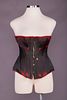 BLACK COTTON SATEEN EMBROIDERED CORSET, c.1890