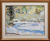 Michael Ewing (1951-, Arizona), "First Snow," 20th c., acrylic on canvas, signed lower right, presented in a linen matte with gilt filet in a molded g