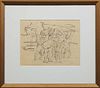 John McCrady (1911-1968, Louisiana/New York), "Children Playing," late 20th c., pencil on paper, with a "Downtown Gallery New Orleans" artist, title a