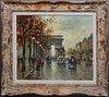 Edouard Leon Cortes (1882-1969, France), "Vue de l'Arc de Triomphe et Champs Elysees," 20th c., oil on canvas, signed lower right, with a certificate 