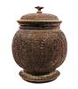 19th Continental Floral Carved Tobacco Tea Caddy