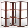 Directoire Style Mahogany and Mirror Four Panel Double-Sided ScreenÂ 