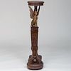 Italian Neoclassical Style Mahogany and Parcel-Gilt Sphinx Pedestal 