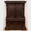 Pair of Italian Renaissance Revival Carved Mahogany Cabinets