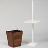 White Painted Floor Lamp with Shelf 