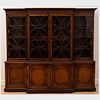 George III Style Neo-Gothic Glazed Mahogany Breakfront Library Bookcase