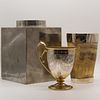Victorian Silver Mug, an English Silver-Mounted Horn Cup and a Pewter Tea Caddy