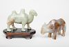 Chinese Carved Jade Figure of a Camel and a Carved Agate Figure of an Ox