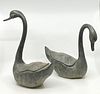 Pair of Asian Bronze Swan Planters