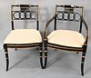 Baker Set of 10 Historic Charleston Chairs, to include 2 arm and 8 side, all with custom cushions over caned seats, height 32 inches, width 20 inches.