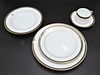 77 Piece Set of Bernardaud Limoges Dinnerware, "Madison Platine" pattern, to include 7 dinner plates, 9 berry bowls, 12 soup bowls, 11 bread and butte