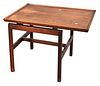 Jens Risom Walnut Floating Top Side Table, height 22 inches, top 21" x 30".