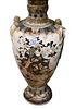 Large Satsuma Palace Vase, mounted into table lamp, late 19th/early 20th century, vase height 37 inches.