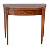Irwin Custom Mahogany Federal Style Games Table, having D shaped top with drawer, on square tapered legs, signed in drawer, height 30 inches, width 36