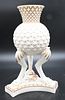 Large Belleek Amphora Vase, on tripod leg base and claw foot platform base, early black mark on bottom, height 12 inches. Provenance: Collections of N