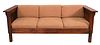 Mission Oak Sofa, having upholstered cushions, height 30 inches, length 82 1/2 inches, depth 37 1/2 inches.