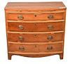 Baker Elm Bachelors Chest, having pullout slide over four bowed drawers, height 32 inches, top 18" x 34".