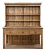 Irish Pine Welsh Cupboard, in two parts, height 86 inches, width 75 inches, depth 18 inches.