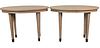 Pair of Contemporary Oval Tables, oak having pickled grey finish, height 34 1/2 inches, top 28" x 48".