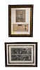 Five Piece Lot, to include a three piece framed art group, consisting of Neptune and Amphitrite by Jean Le Pautre from Oeuvres d'Architecture, an arch