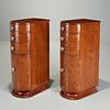 Pair French Art Deco rounded nightstands