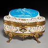 Large Continental bronze mounted faience box