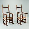 Pair Italian Baroque gilt walnut throne armchairs