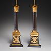 Pair Louis XVI style gilt, patinated bronze lamps