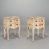 Pair Italian Rococo style painted nightstands