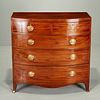George III mahogany bow front chest, dated 1827