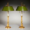 Nice pair Charles X gilt bronze candlestick lamps