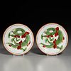 Pair Worcester antique pearlware dragon dishes