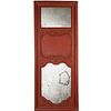 Antique French red painted trumeau mirror