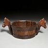 Antique Folk Art iron-banded horse feed bowl
