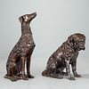 Life-size cast bronze Borzoi and Bloodhound