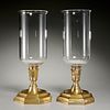 Pair large English brass and glass photophores