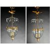 Pair Regency gilt brass and glass hall lanterns
