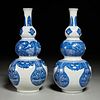 Pair Chinese blue and white triple gourd vases