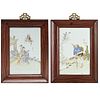 Pair Chinese famille rose porcelain plaques