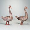 Pair large Indian carved wood birds
