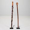 Nayamwezi and Fang carved staffs