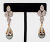18K Gold Diamond & Tahitian Pearl Drop Earrings