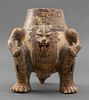 Pre-Columbian Ceramic Jaguar Effigy Vessel