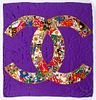 Vintage Chanel Silk Scarf on Purple Ground