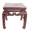 20th C. Diminutive Chinese Red Laquer Footstool