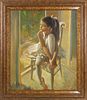 Contemp Little Ballerina Portrait, Sign Oil/Canvas