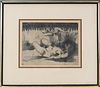 Antique Figural Etching, Signed & Numbered