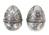 Pair of Early Russian Silver Eggs, 4.95 OZT