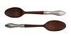 (2) Large Wooden Spoons w Metal Handles
